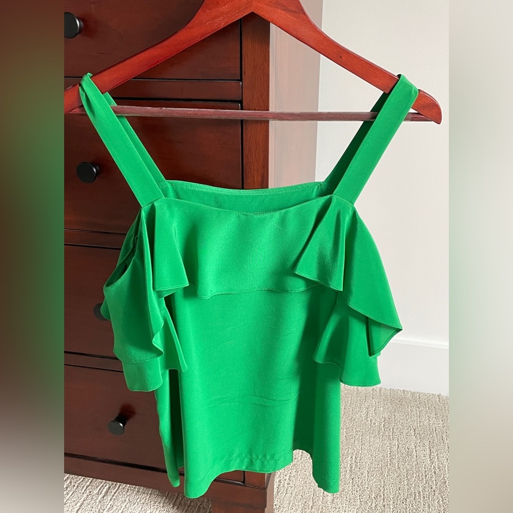 J crew satin ruffle tank top.